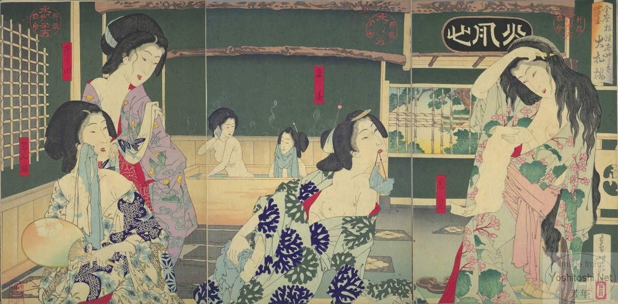 月岡芳年『全盛四季の夏 根津花やしき大松楼』
